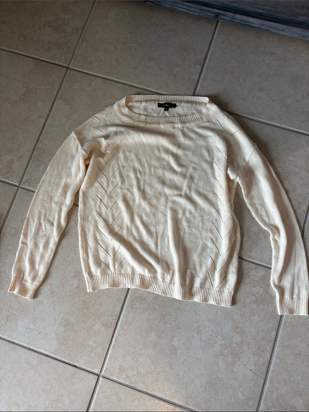Lulus Women's Cream Lightweight Pointelle Sweater